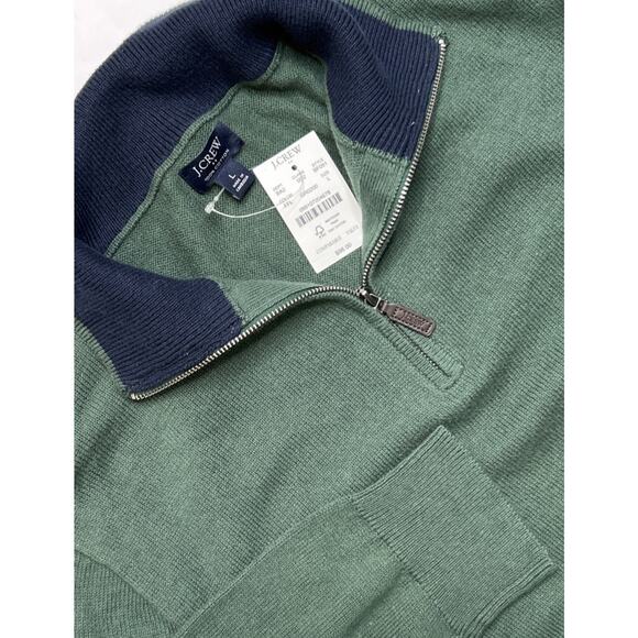 J.CREW Other - New J. Crew Mens Size L Cotton 1/4 Zip Mock Neck Sweater Green $98 NWT